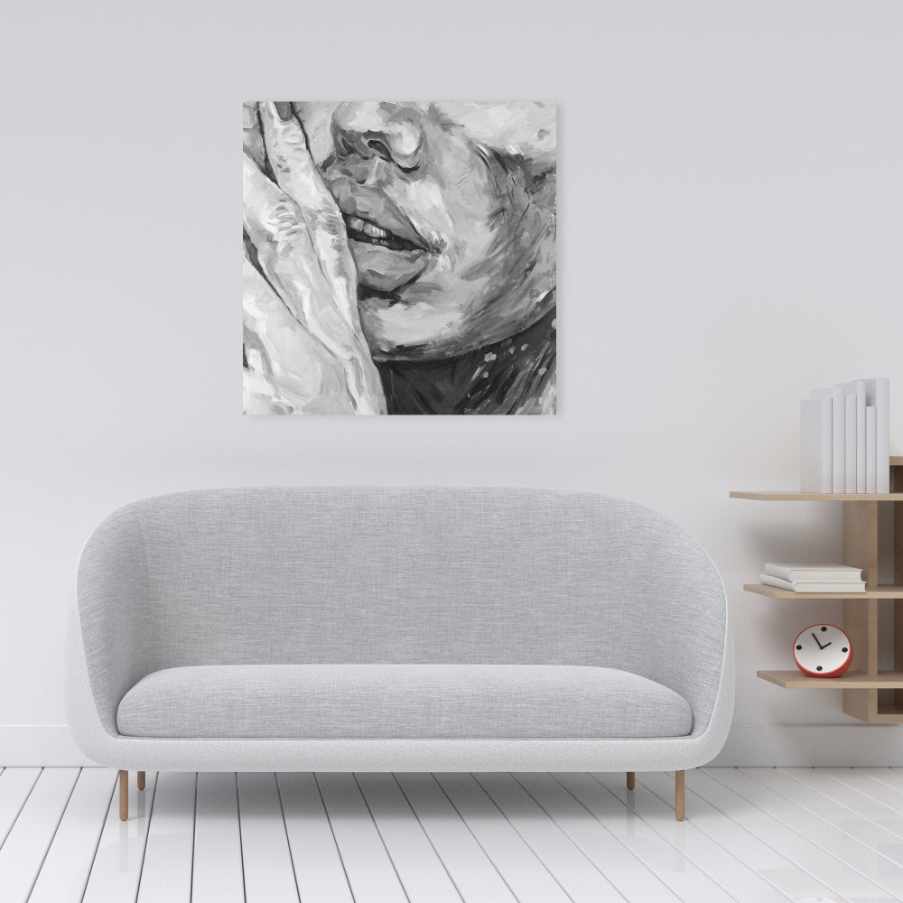 Luscious Lips Monochrome Canvas | Women's Bedroom Wall Art