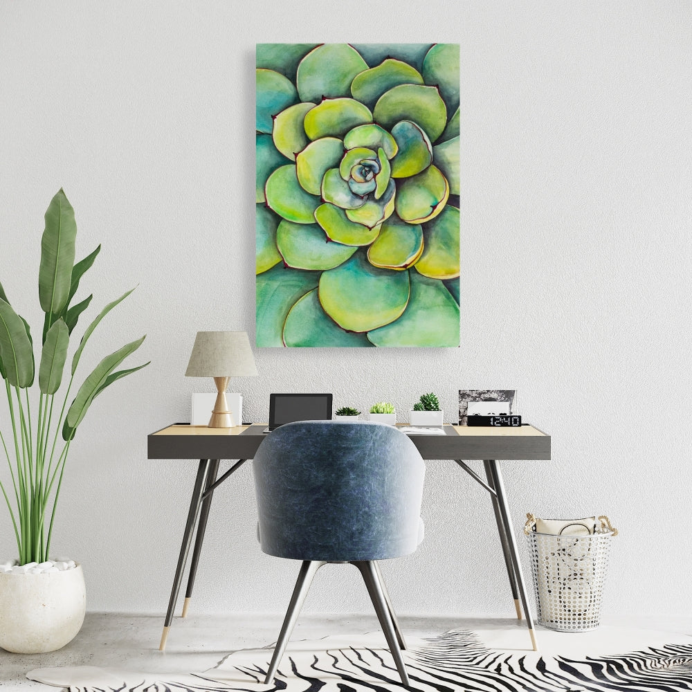 Floral & Botanical Green Cactus Canvas | Watercolor Succulent Decor