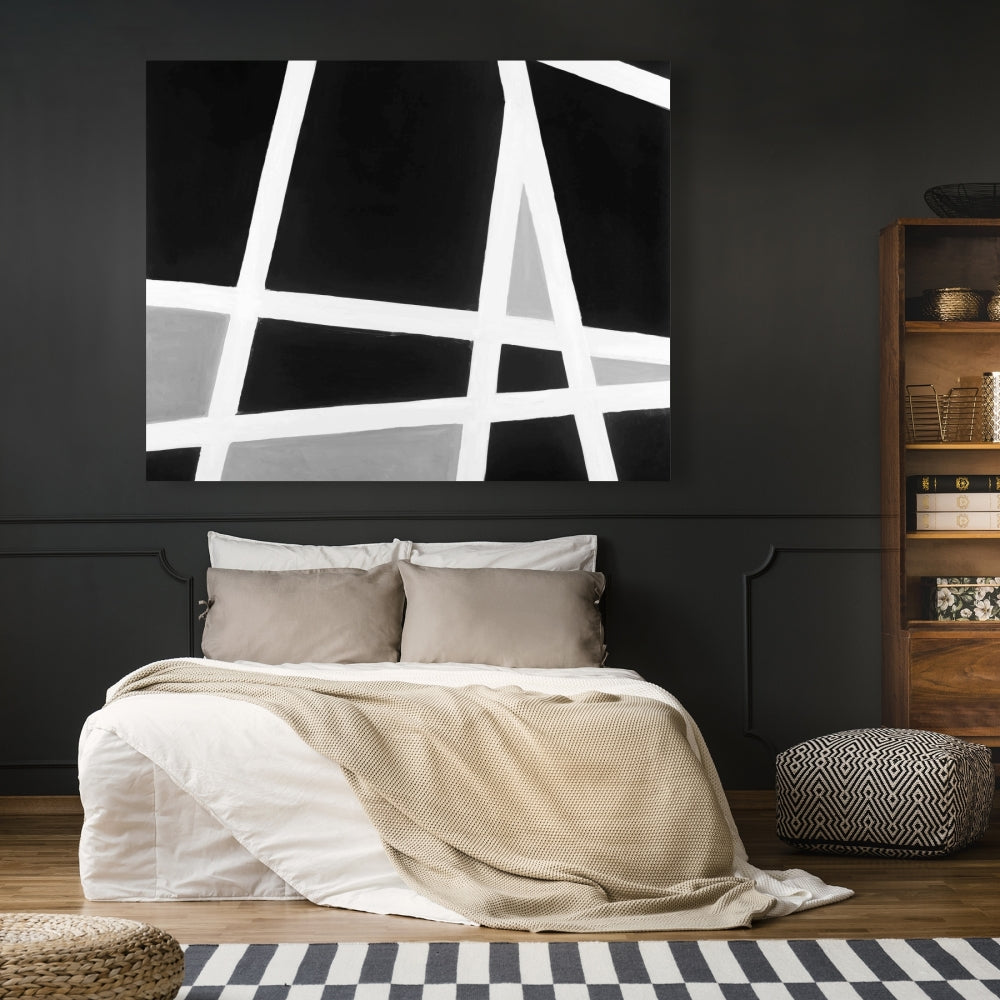 Black and White Lines Abstract Canvas | Home Decor Art