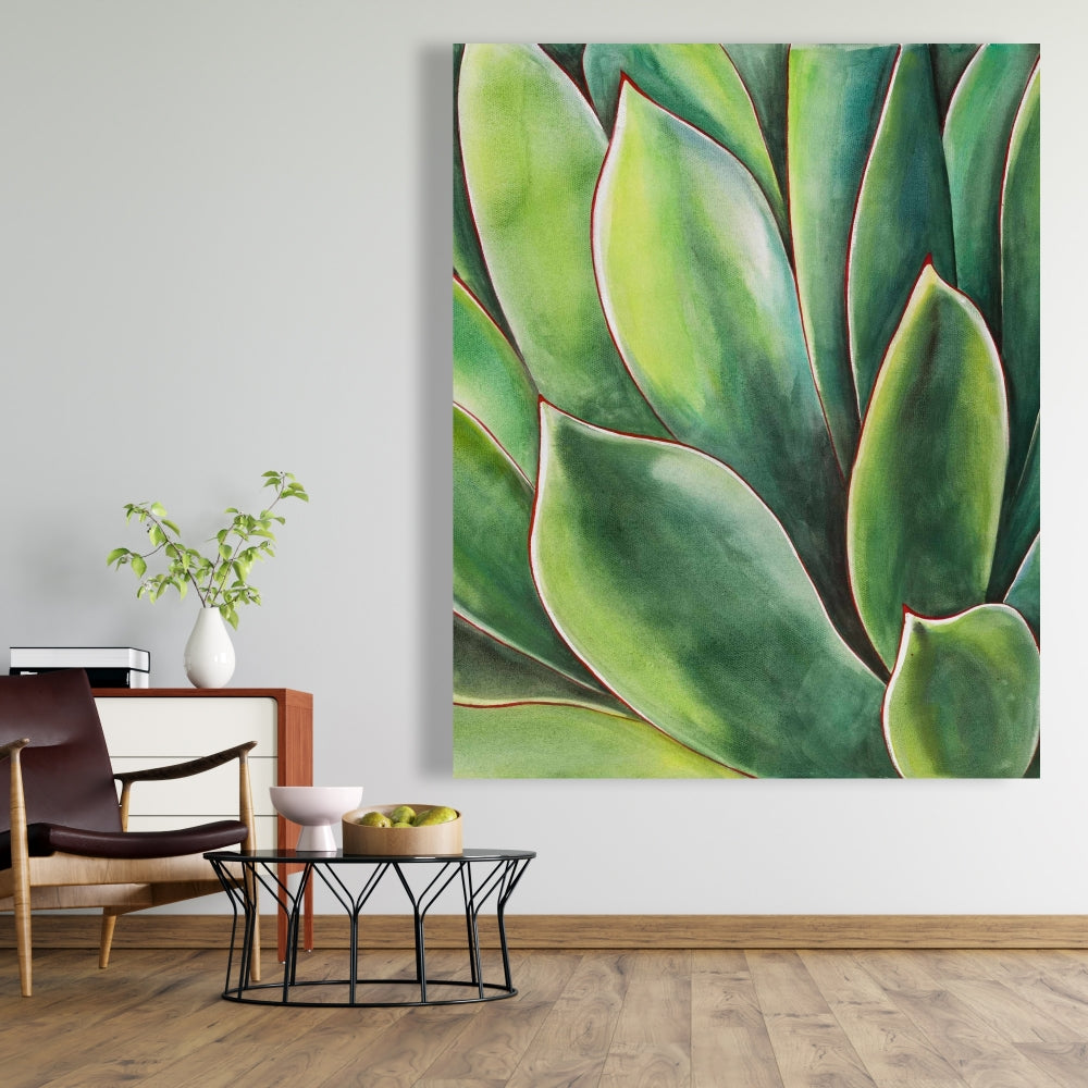 Watercolor Agave Plant Canvas | Exotic Botanical Bedroom Decor