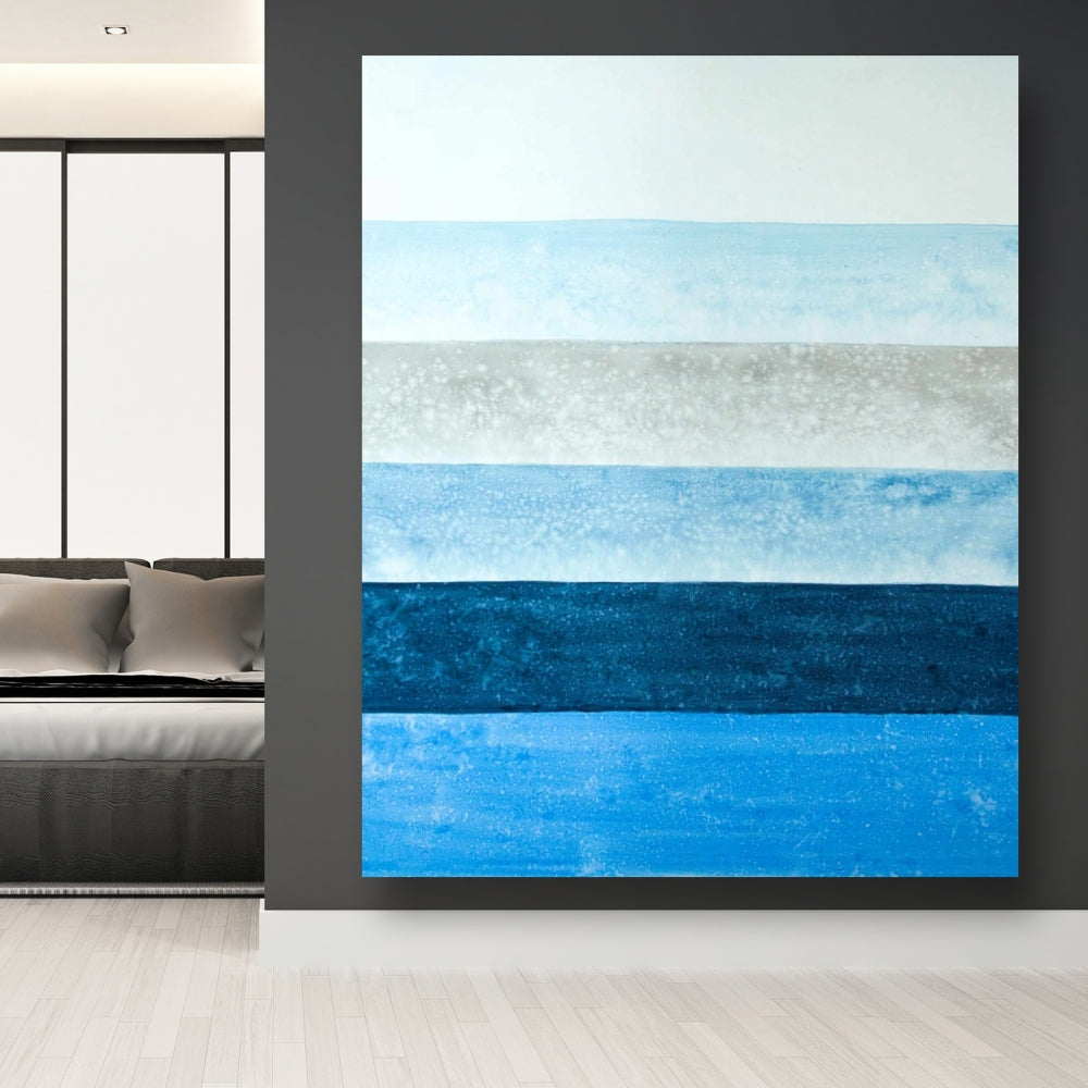Blue Stripes Abstract Canvas | Contemporary Bedroom Decor