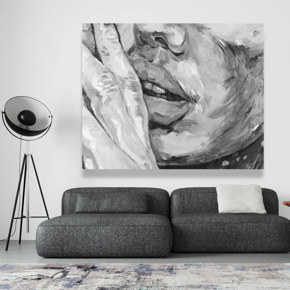 Luscious Lips Monochrome Canvas | Women's Bedroom Wall Art