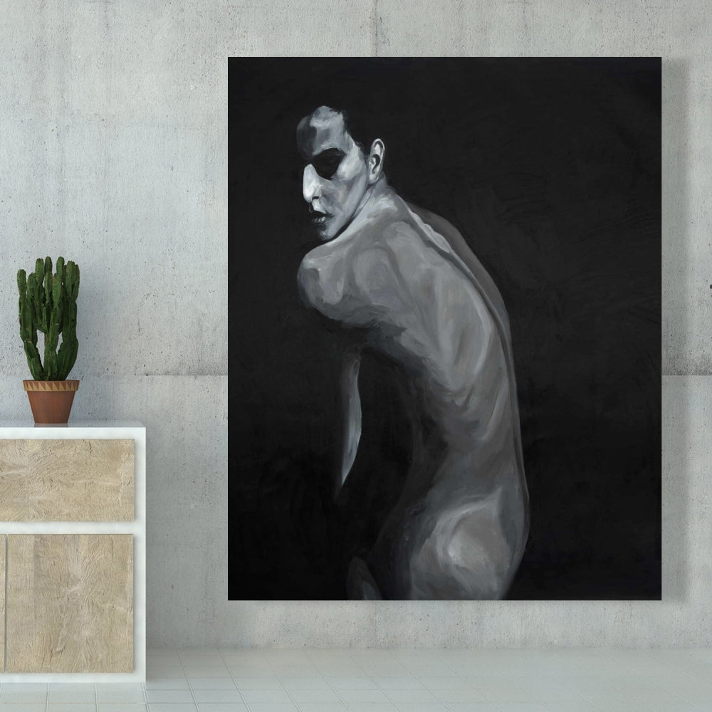Denuded White Figurative Monochrome Canvas | Home Decor Art