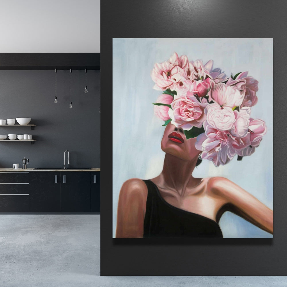 See Life in Flowers Pink Canvas | Bedroom Figurative Wall Art