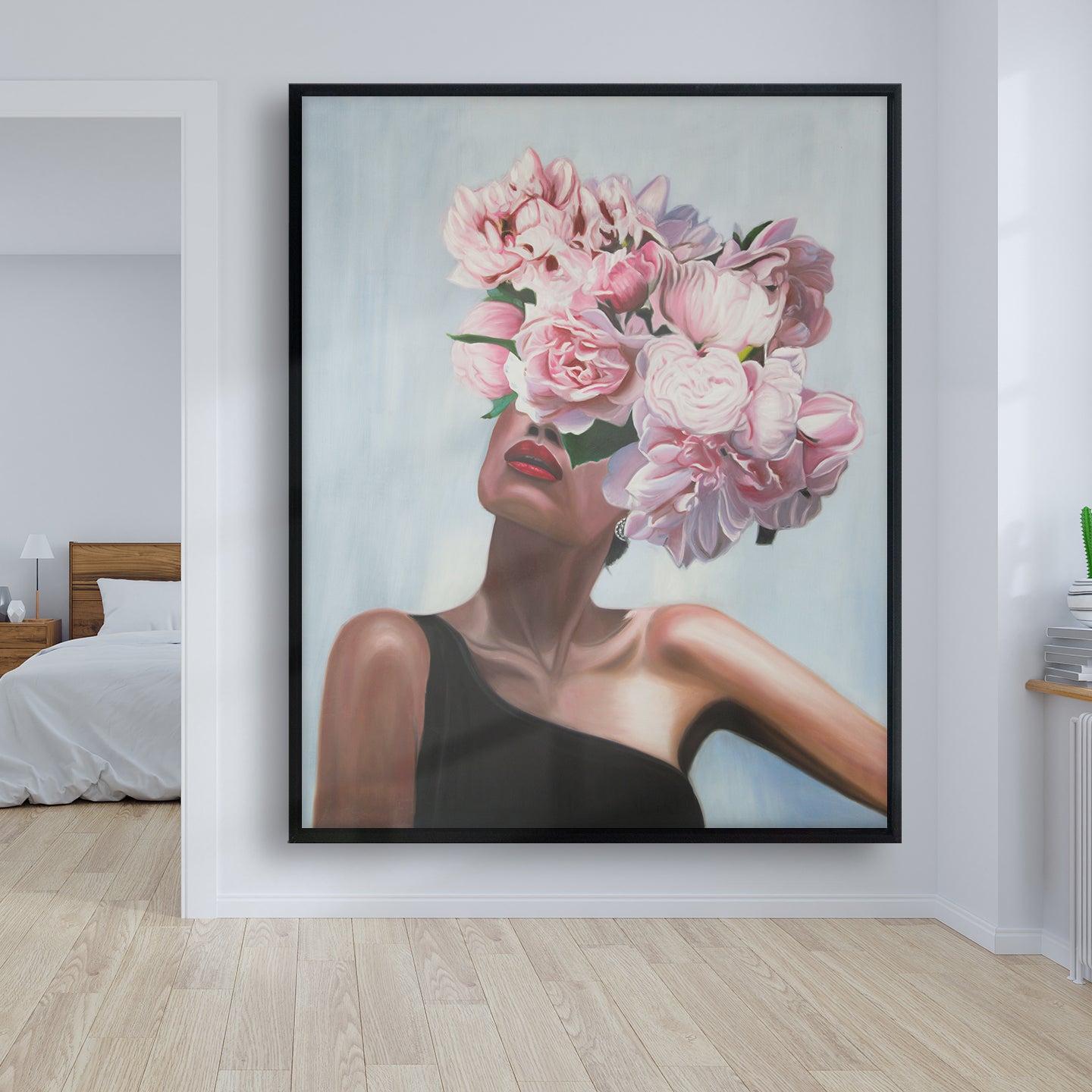 Découvrez la vie dans les fleurs – Toile encadrée rose pour la décoration intérieure