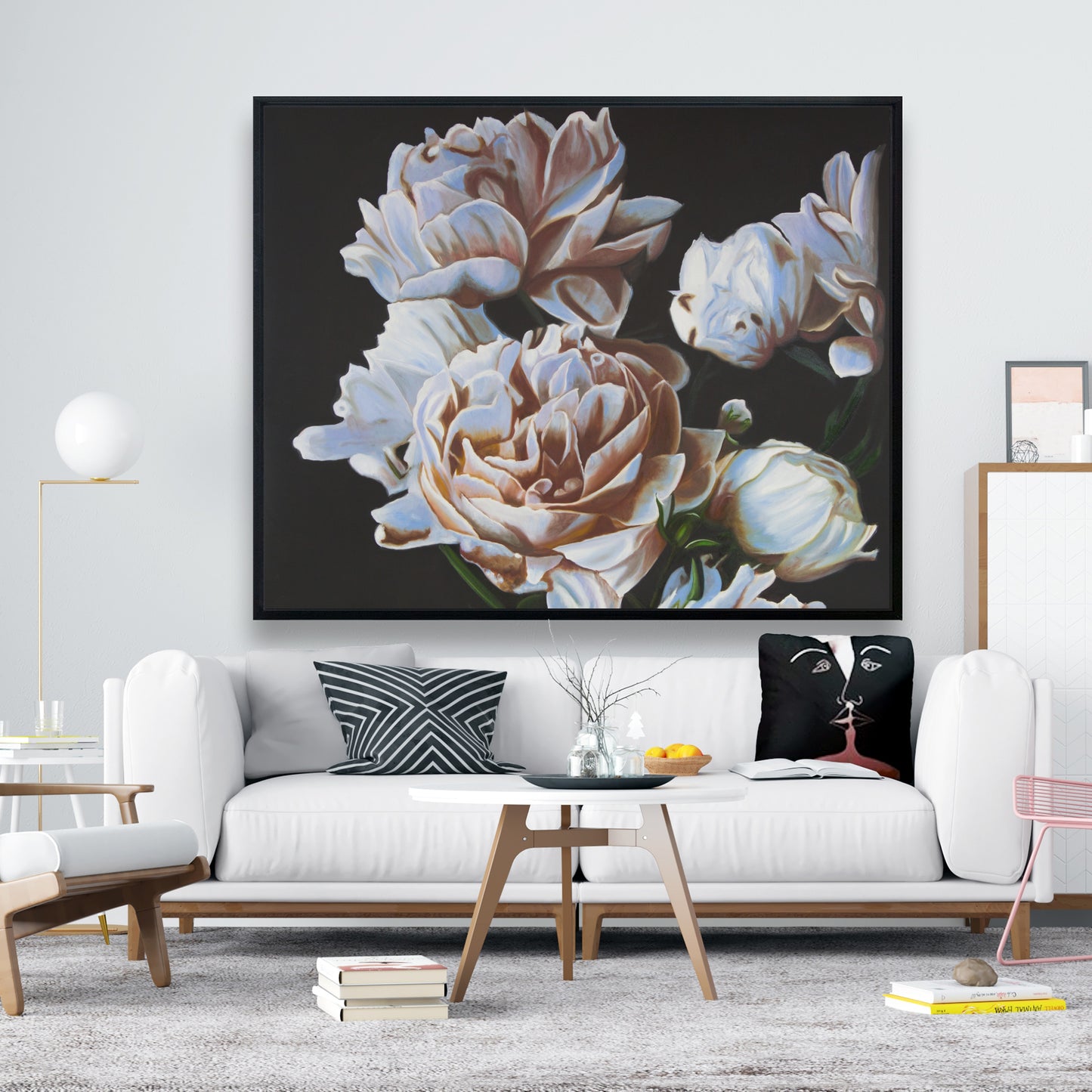 Romantic Peonies Floral Framed Canvas | Home Decor Art