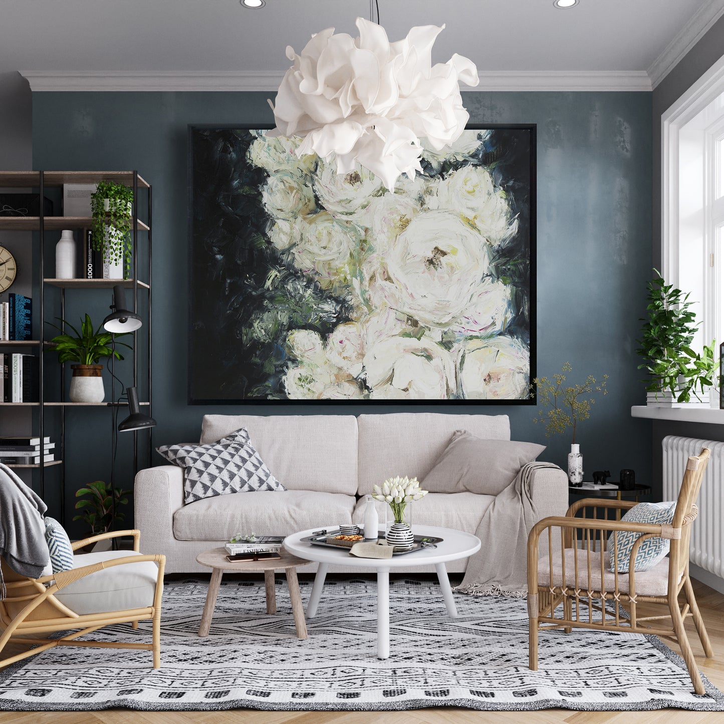 Toile botanique contemporaine « Roses de jardin » | Décoration de chambre