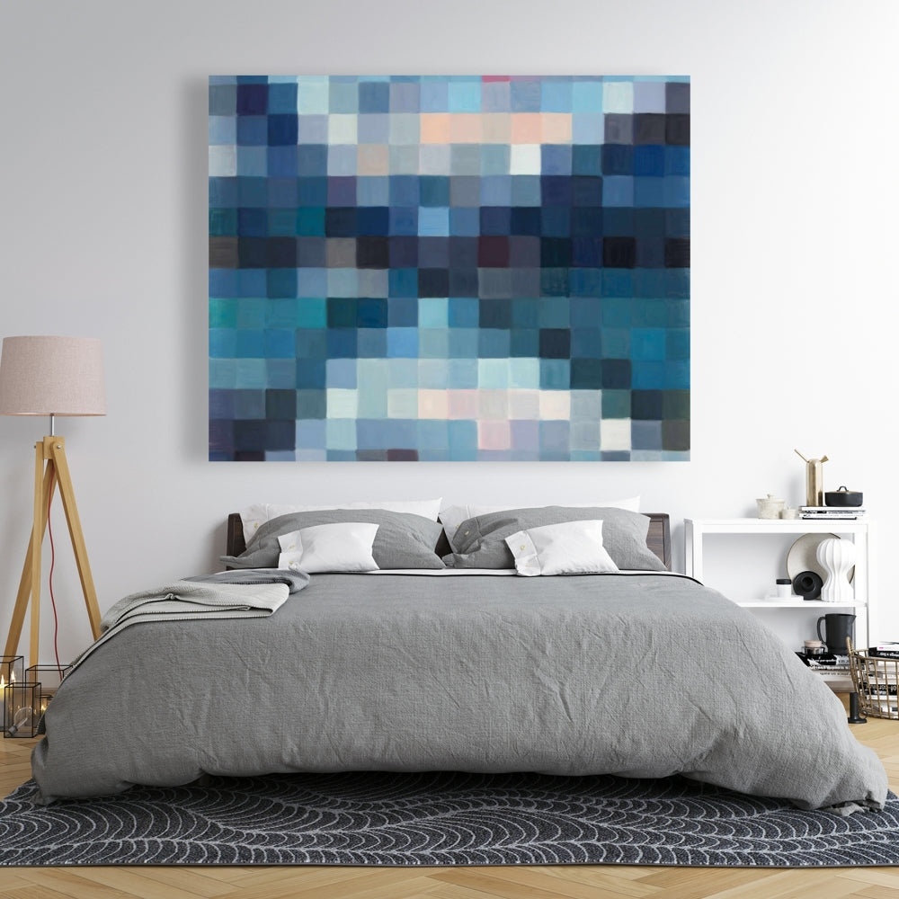 Pixelated Mountainous Landscape Canvas - Modern Bedroom Decor