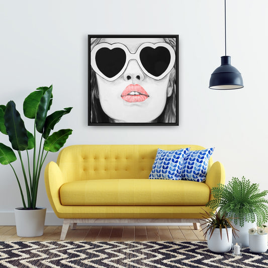 Miss Trend Figurative Gray Framed Canvas | Home Decor Art