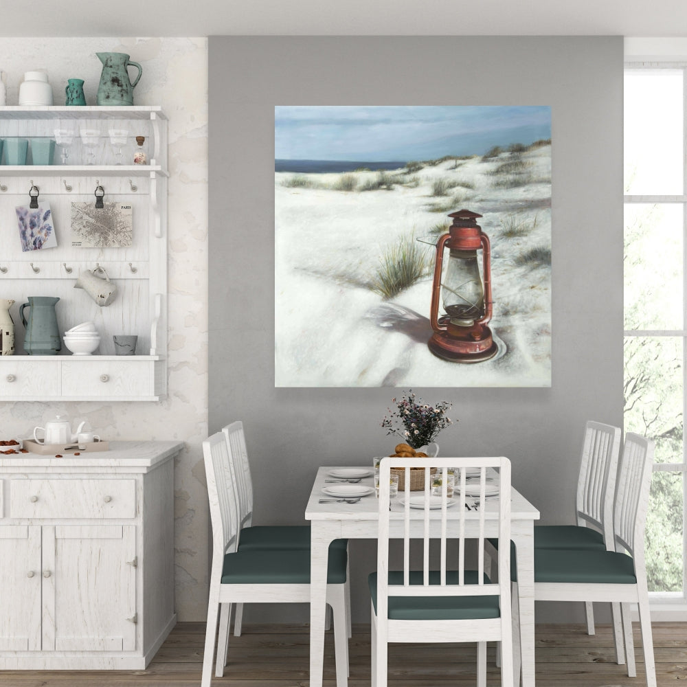 Toile Lanterne sur la plage | Décoration de salle de bain marine