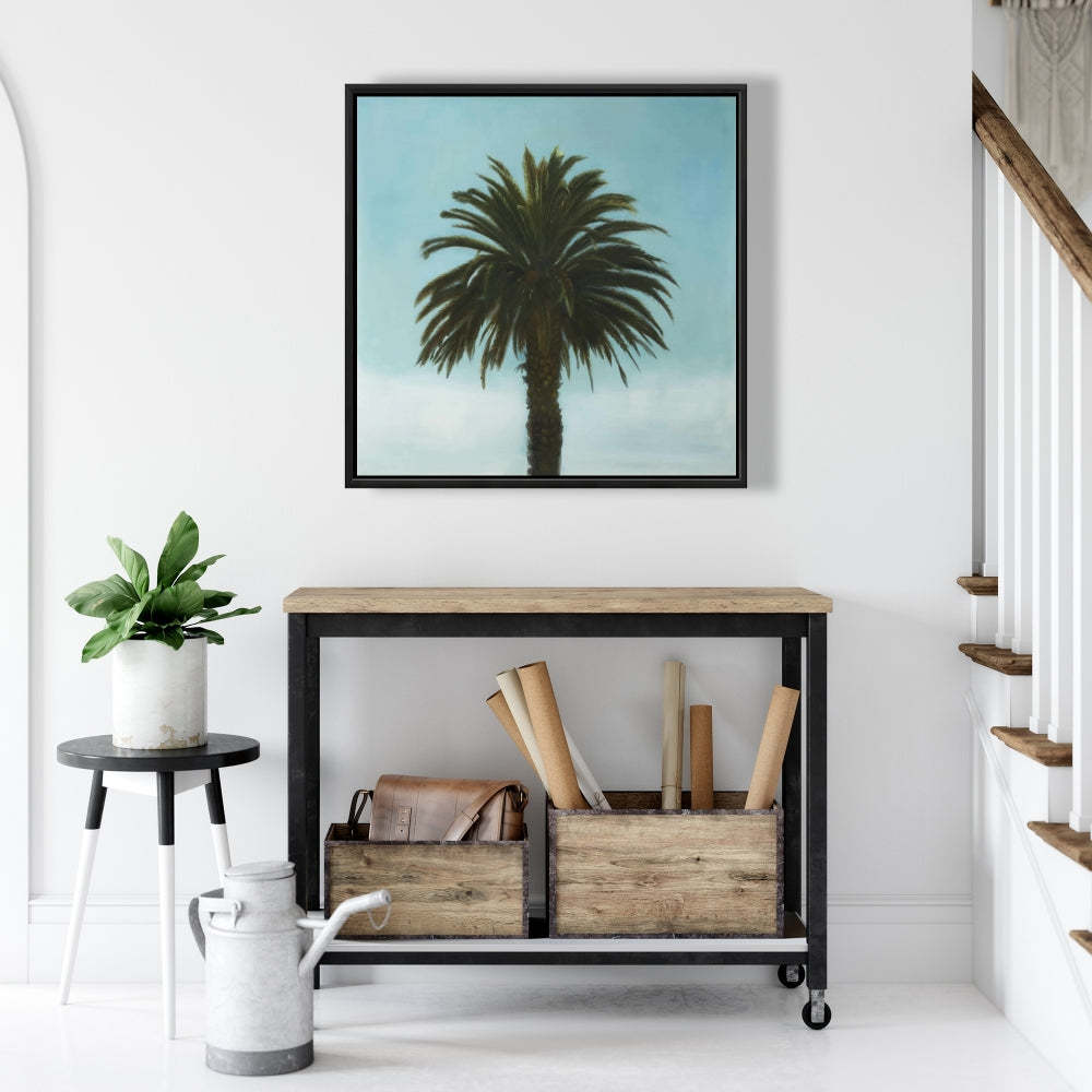 Toile côtière avec palmiers tropicaux - Décoration murale de chambre bleue