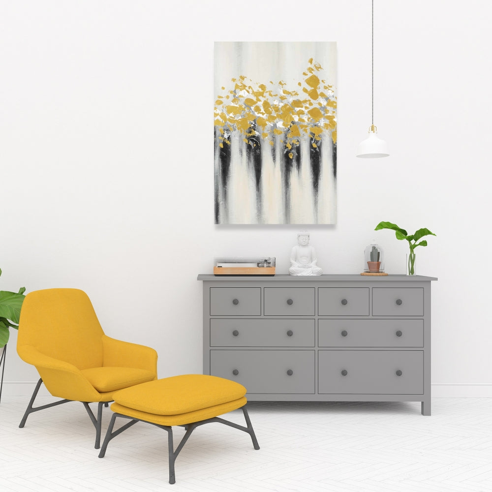 Abstract Gray Bedroom Canvas - Small Golden Spots Decor