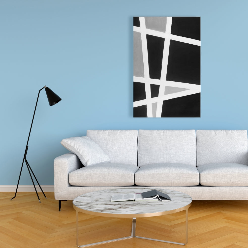 Black and White Lines Abstract Canvas | Home Decor Art