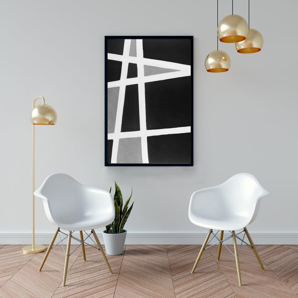 Industrial White Abstract Canvas | Black and White Home Decor