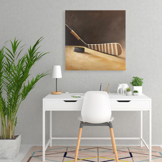 Toile « Bâton et rondelle de hockey » | Décoration sportive pour salon