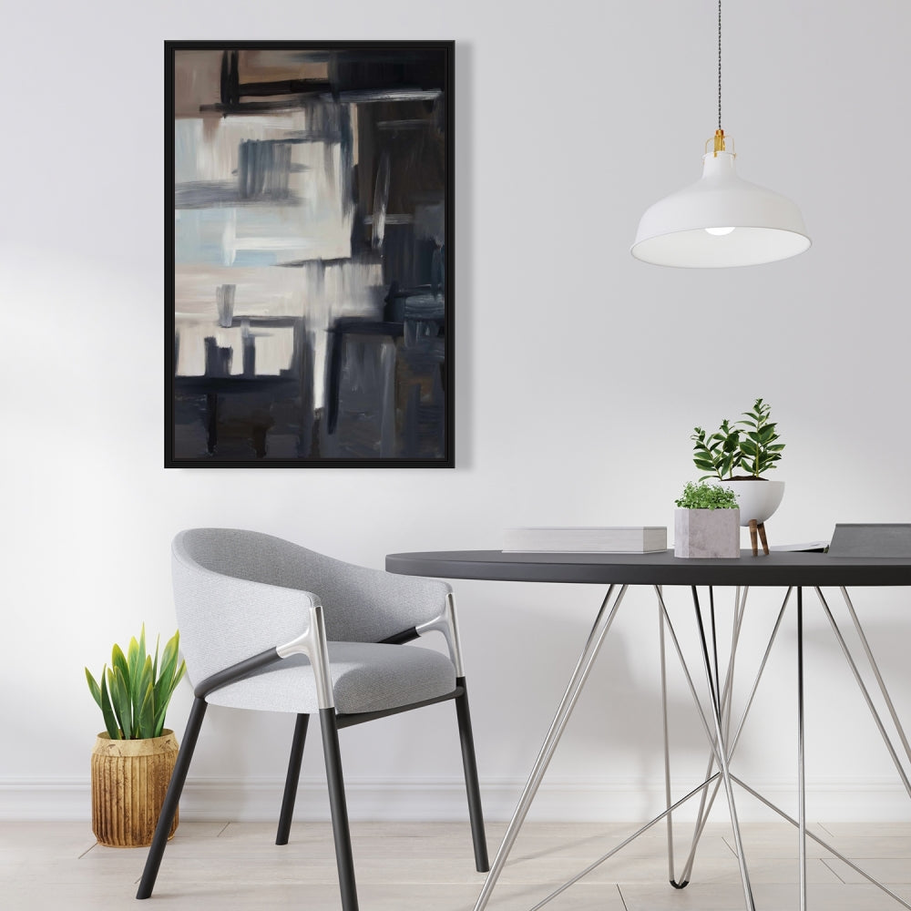 Subtil Abstract Contemporary Shapes Framed Canvas - Home Decor