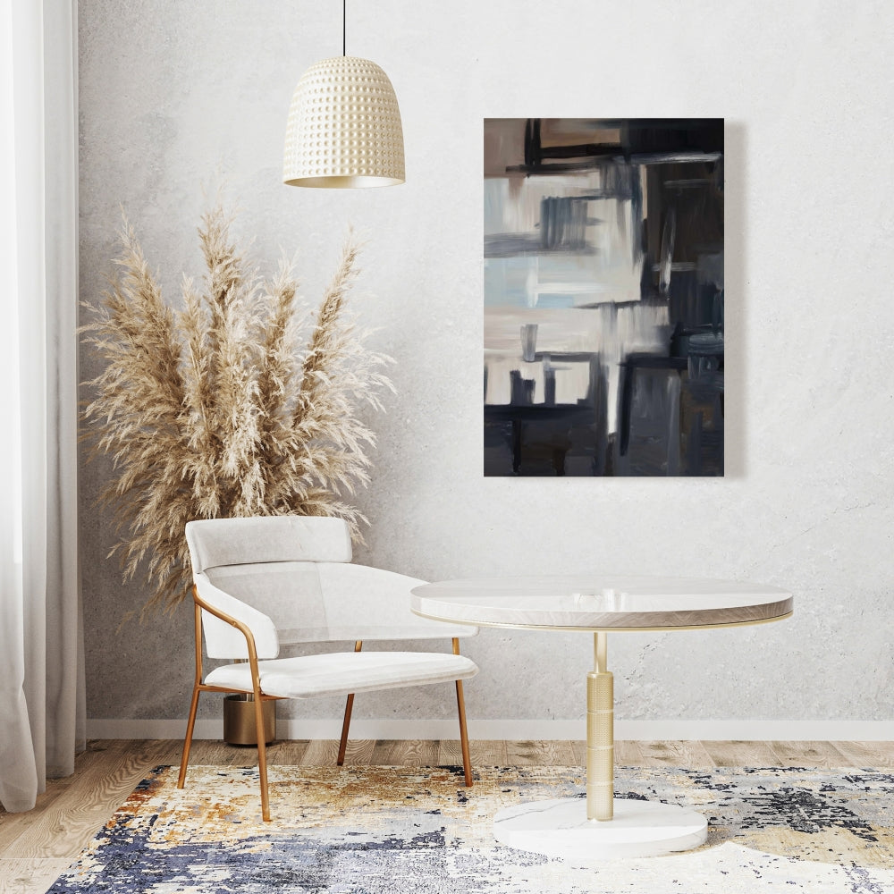 Toile aux formes abstraites subtiles pour chambre à coucher – Décoration d'intérieur moderne