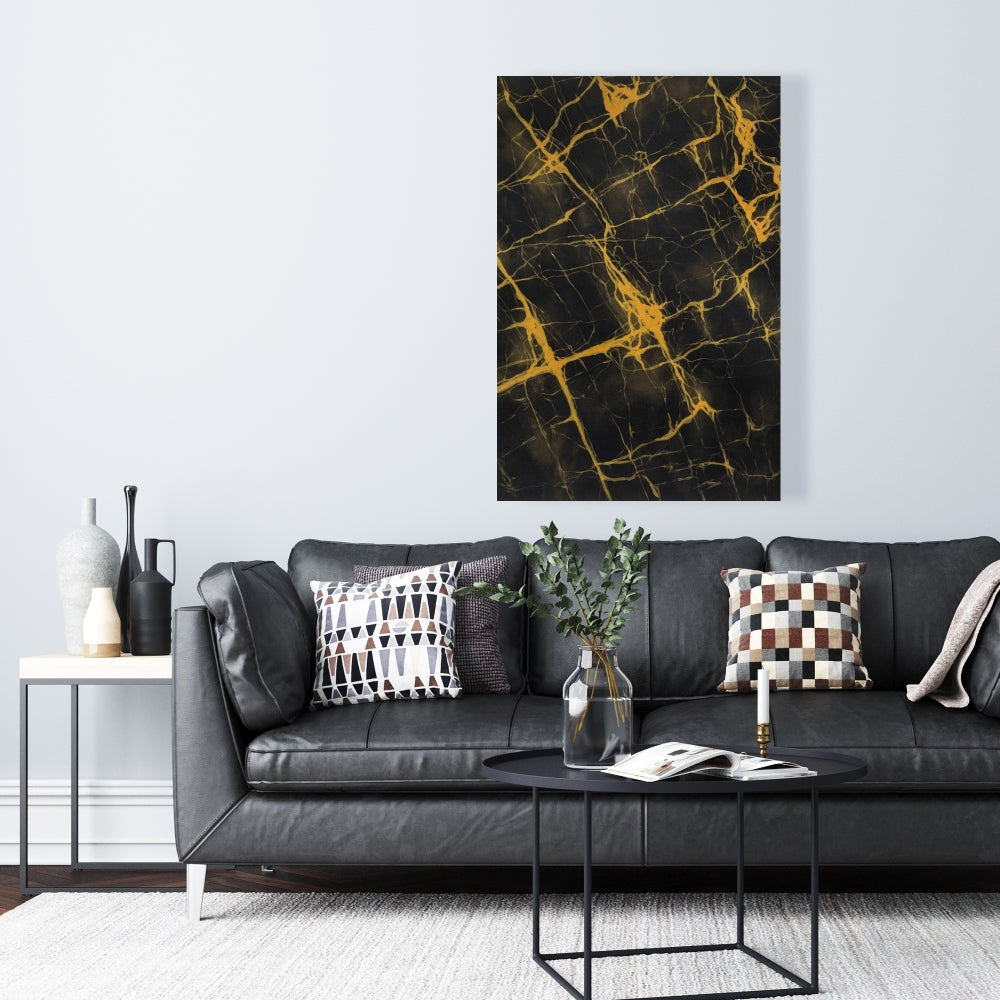 Black and Gold Marble Canvas | Pattern Living Room Decor
