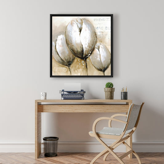 Typographie des Trois Tulipes | Toile encadrée florale et botanique