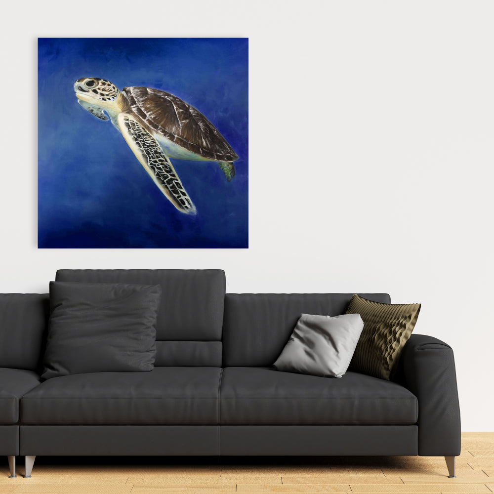 Beautiful Sea Turtle Canvas - Marine Bathroom Decor Art