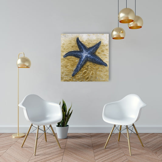 Toile Étoile de mer beige – Décoration marine pour la maison – Art aquatique
