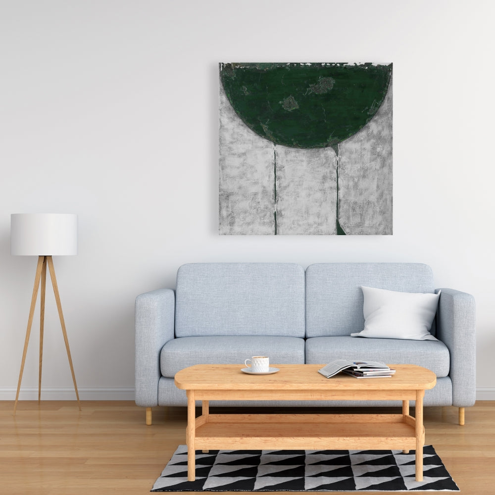 Abstract Green Half Circle Canvas - Modern Living Room Decor