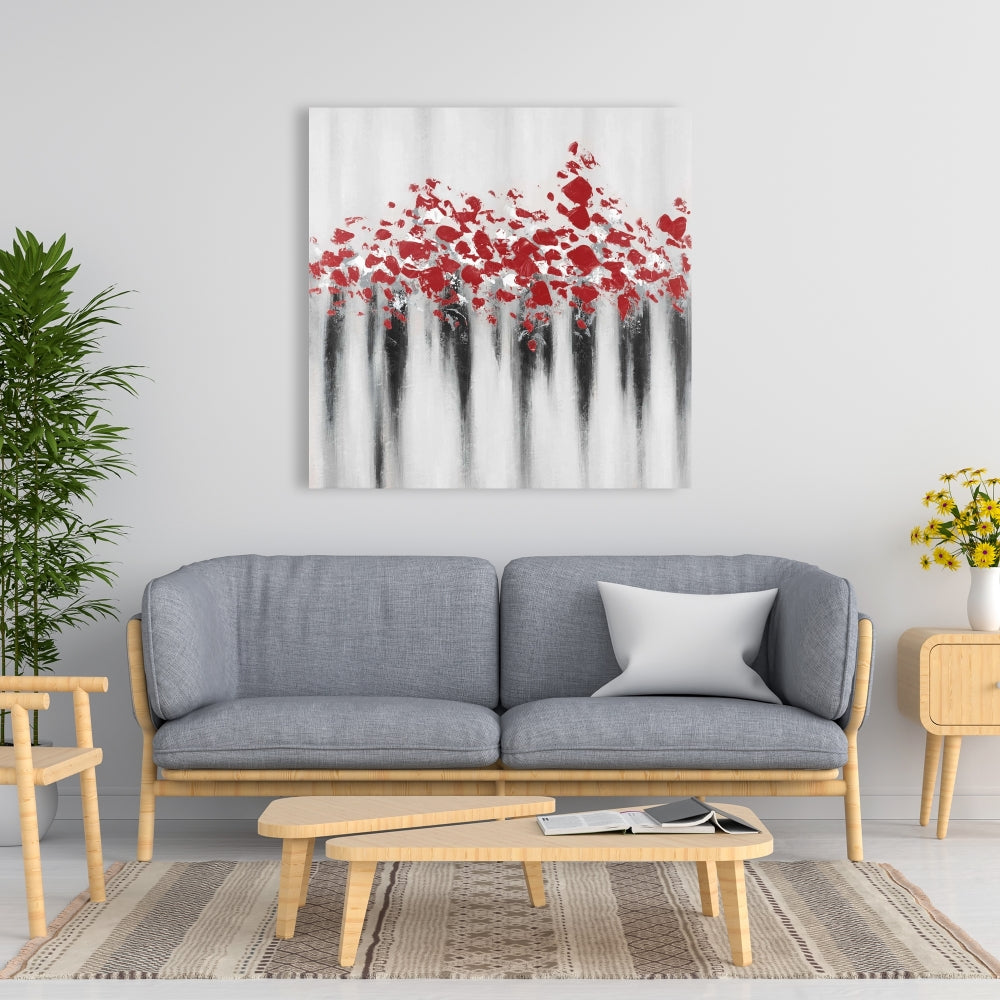 Little Peas Red Gray Canvas - Contemporary Living Room Decor