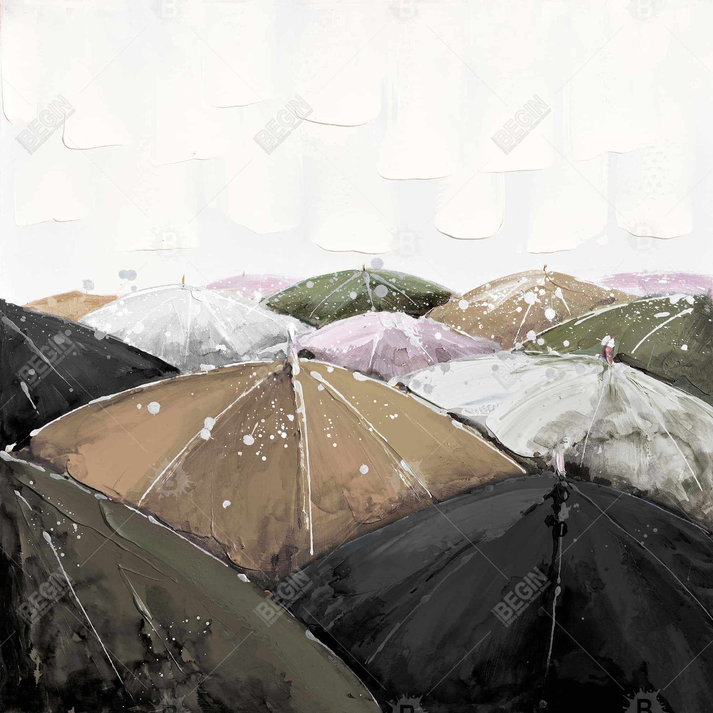 Toile rose « Averses printanières » – Décoration d'intérieur contemporaine encadrée