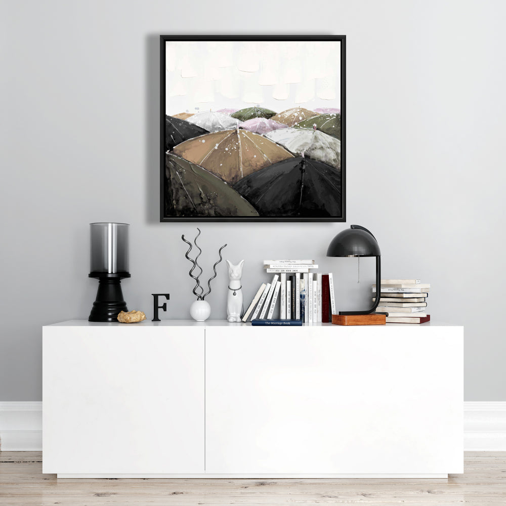 Toile rose « Averses printanières » – Décoration d'intérieur contemporaine encadrée