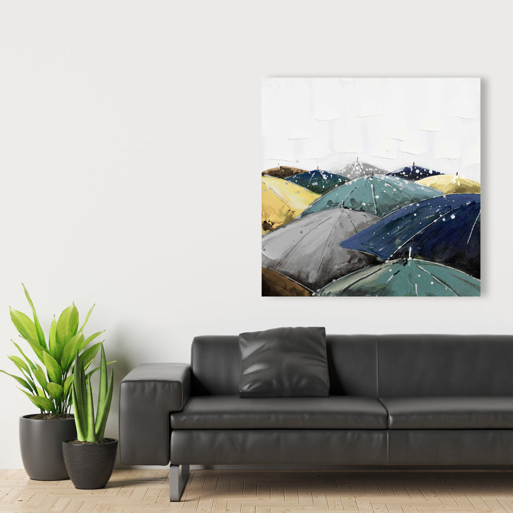 Blue Umbrellas Canvas - Unique Home Decor Wall Art