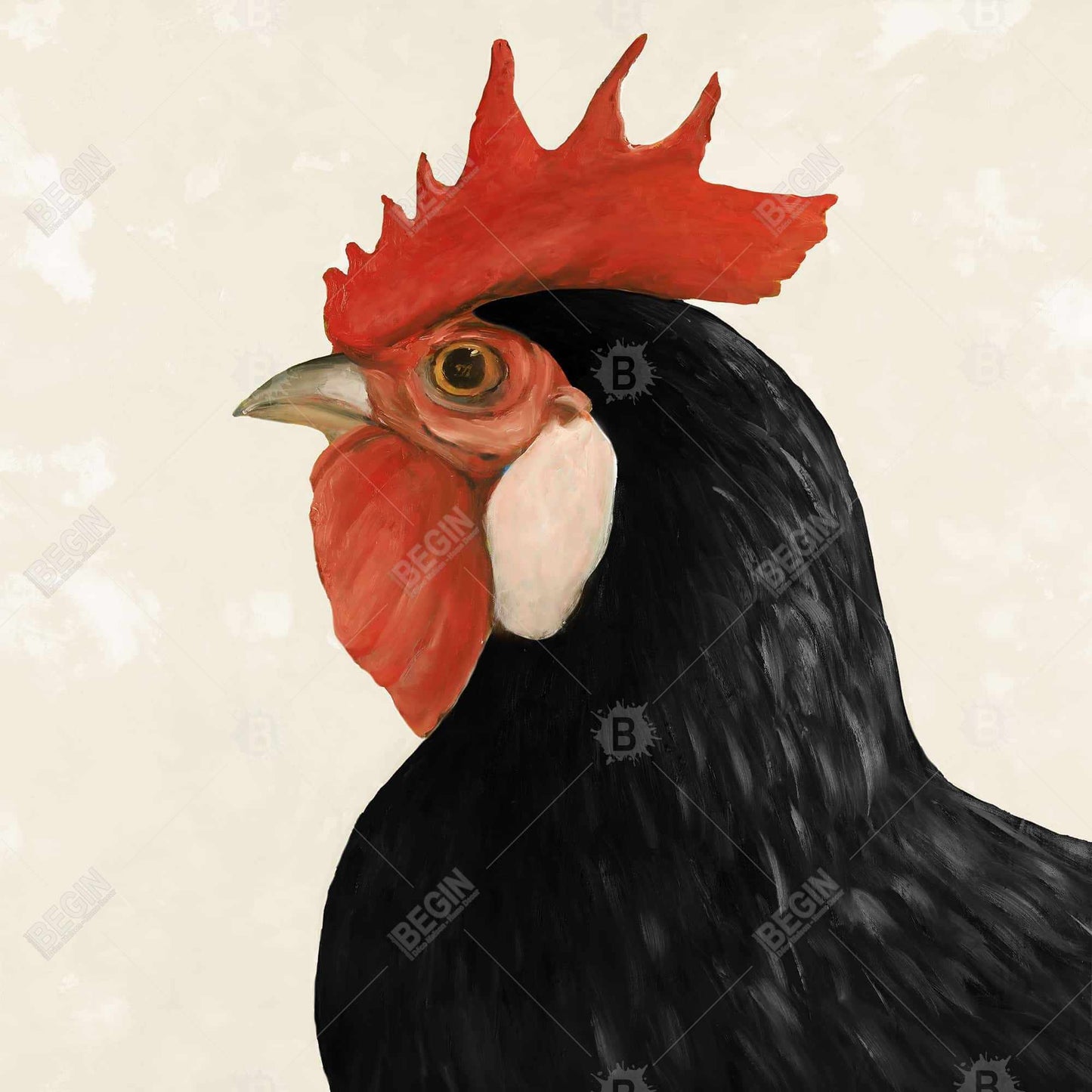 Magnifique toile de cuisine de ferme avec poule noire - Décoration d'intérieur