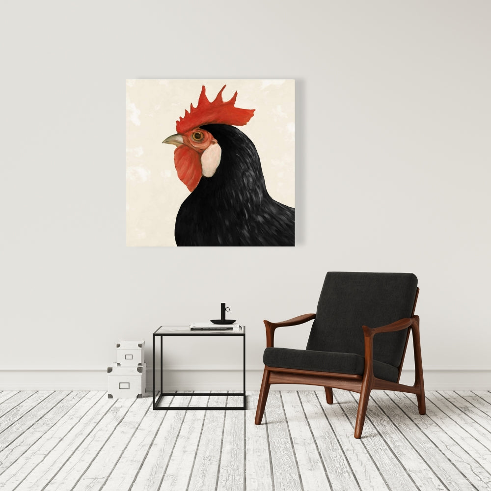 Magnifique toile de cuisine de ferme avec poule noire - Décoration d'intérieur