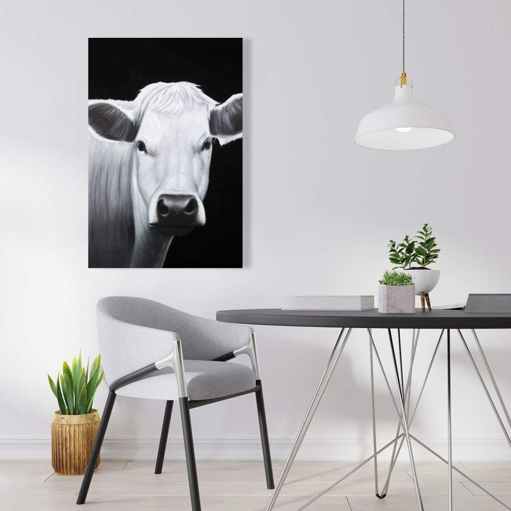 White Cow Kitchen Canvas | Home Decor | Animal Art Print