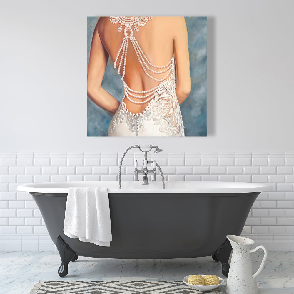 Wedding Dress Canvas - Blue Romantic Clothes Home Decor