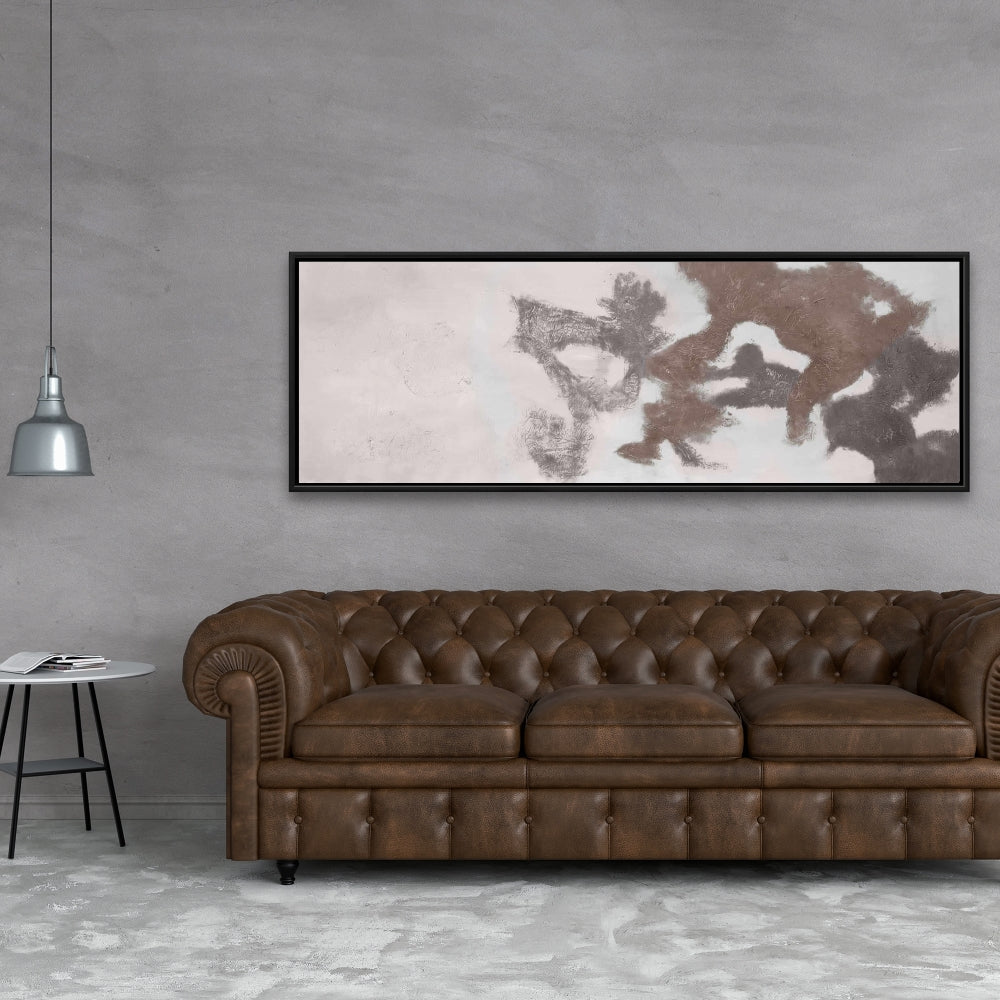 Toile encadrée marron à motifs abstraits - Décoration d'intérieur
