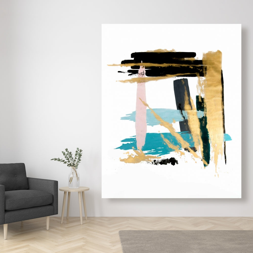 Pastel Stroke Shapes Abstract Blue Canvas | Home Decor Art