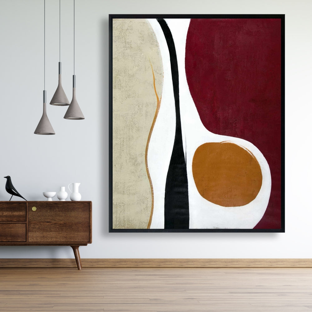 Retro Abstract Shapes Framed Canvas - Multiform Home Decor