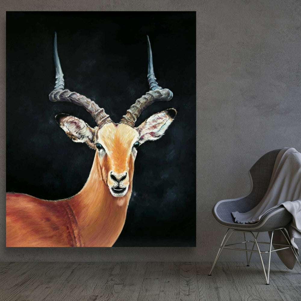 Toile murale antilope | Décoration rustique pour salon