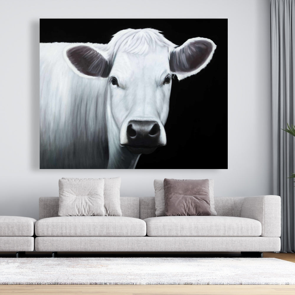 White Cow Kitchen Canvas | Home Decor | Animal Art Print
