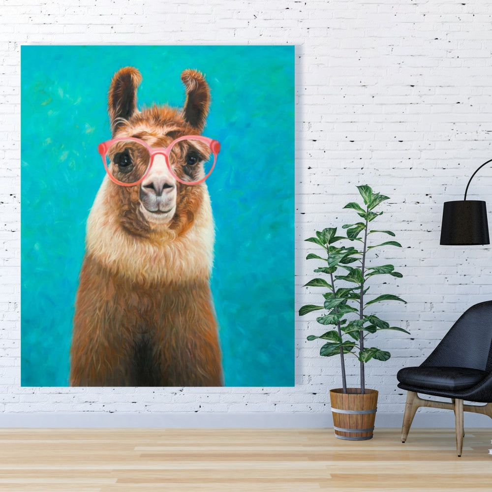 Lovable Llama Brown Canvas | Bedroom Animal Decor