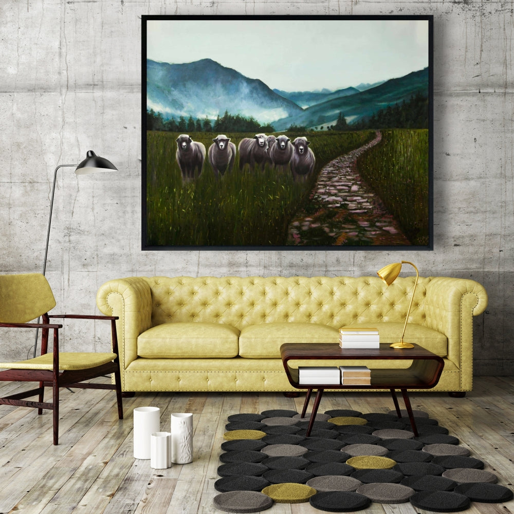 Rustic Sheep in Countryside Canvas | Farm Animal Home Decor