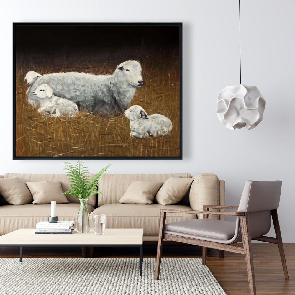 Rustic Farm Animals Canvas | Sheep and Lambs Home Decor
