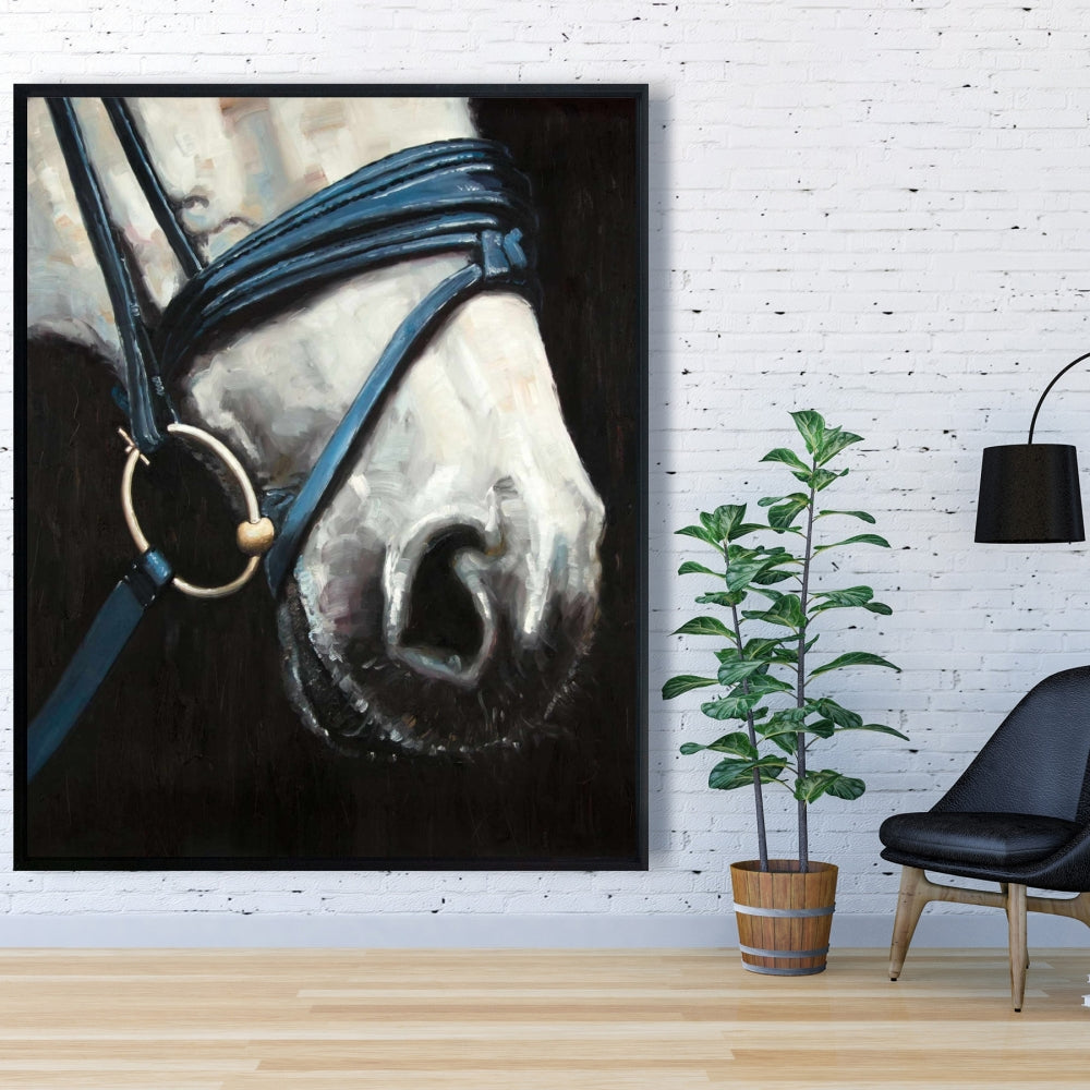 Horse with Harness Rustic Framed Canvas | Home Decor Art