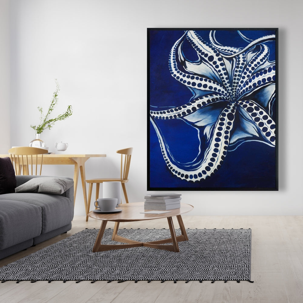 Dancing Octopus Framed Canvas | Aquatic Bedroom Home Decor
