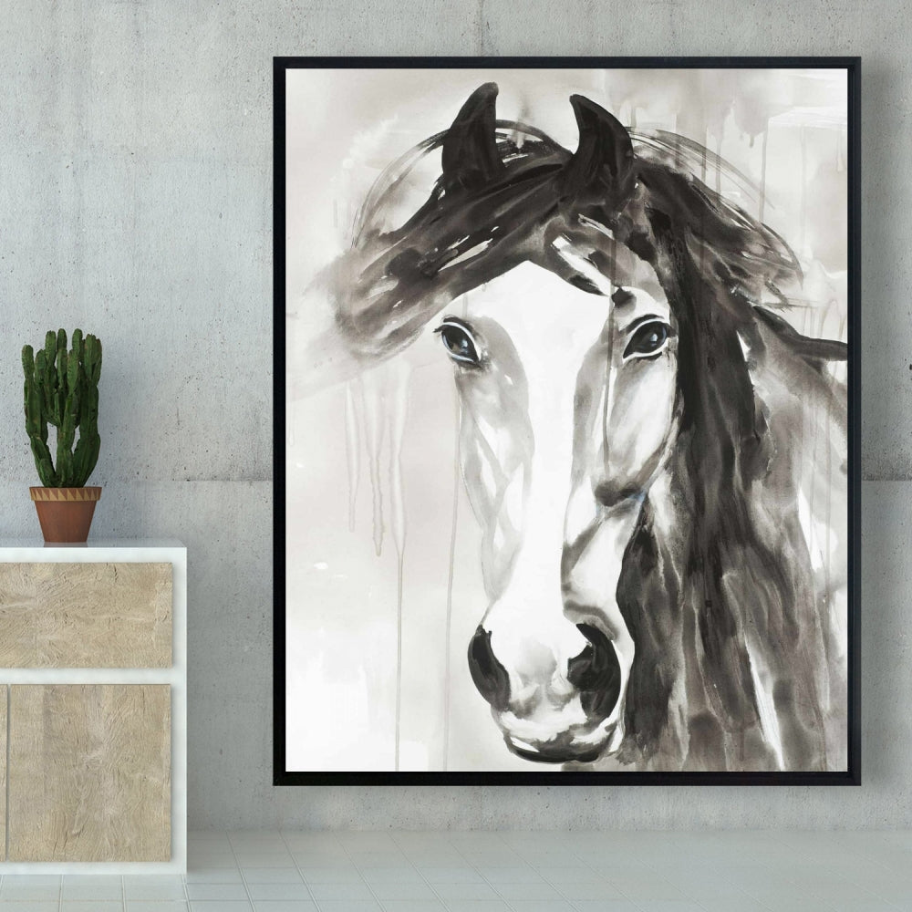 Beautiful Wild Horse Framed Canvas | Minimalist Bedroom Decor