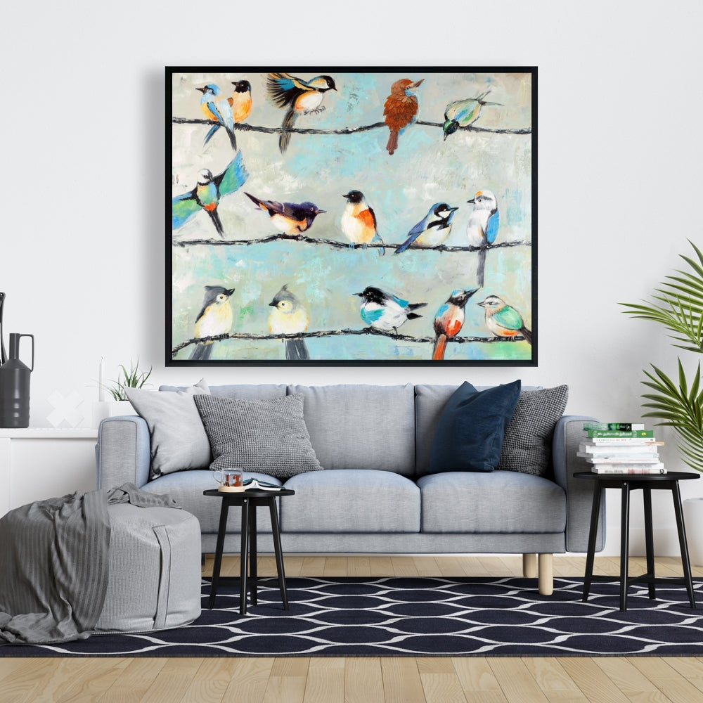 Small Colorful Birds Framed Canvas | Home Decor Wall Art