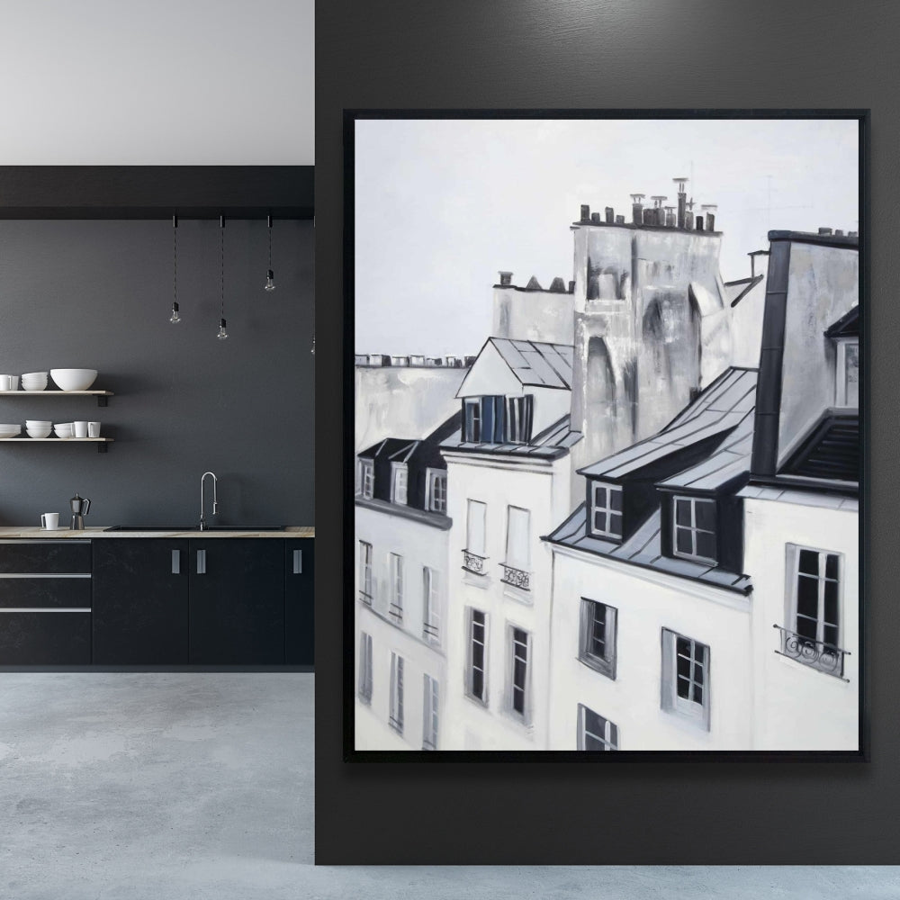 Historical Buildings Blue Bedroom Framed Canvas | Home Decor