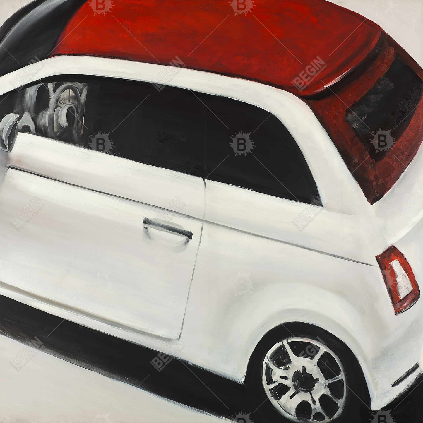 Toile représentant une voiture italienne rouge et blanche | Décoration murale