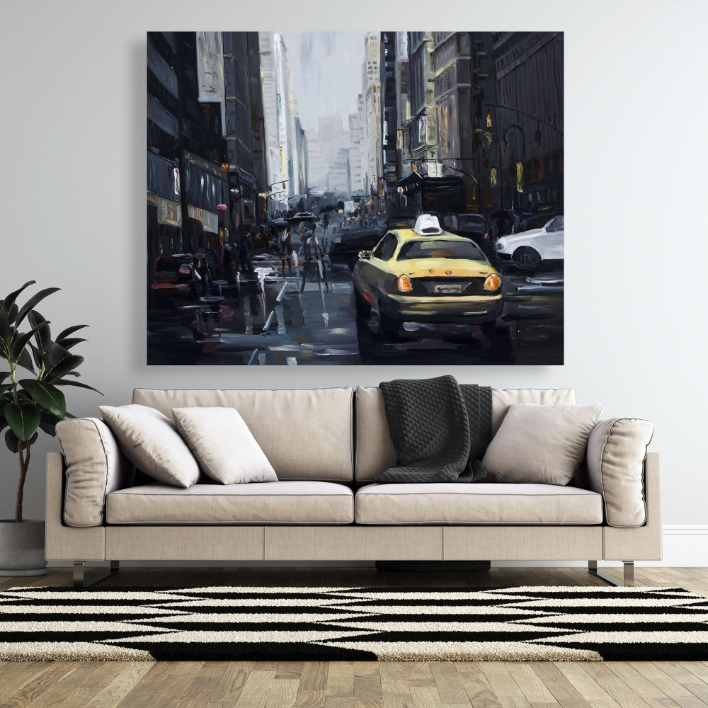New York in the Dark Canvas | Gray Bedroom Wall Art Decor