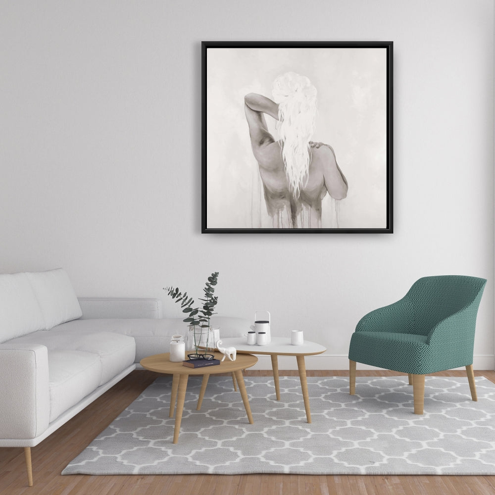 Modern Beige Living Room Canvas - Beautiful Dreamy Woman Decor